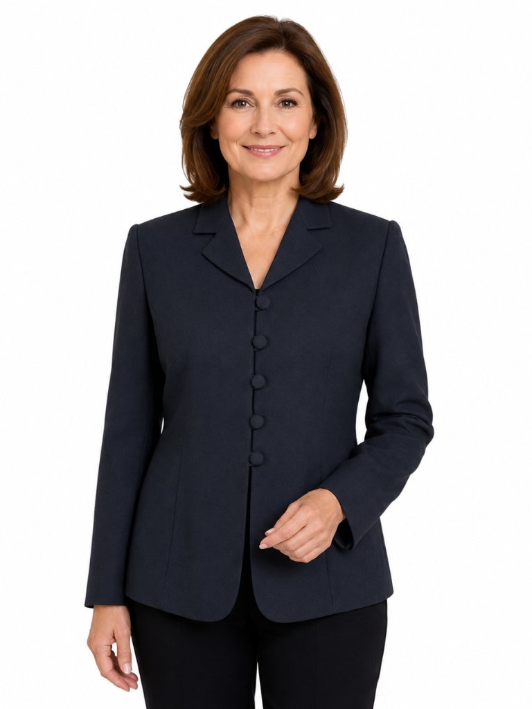 Le Suit Blazer Women Size 4p Black 5 Loop Button Long Sleeve Notch Collar Lined